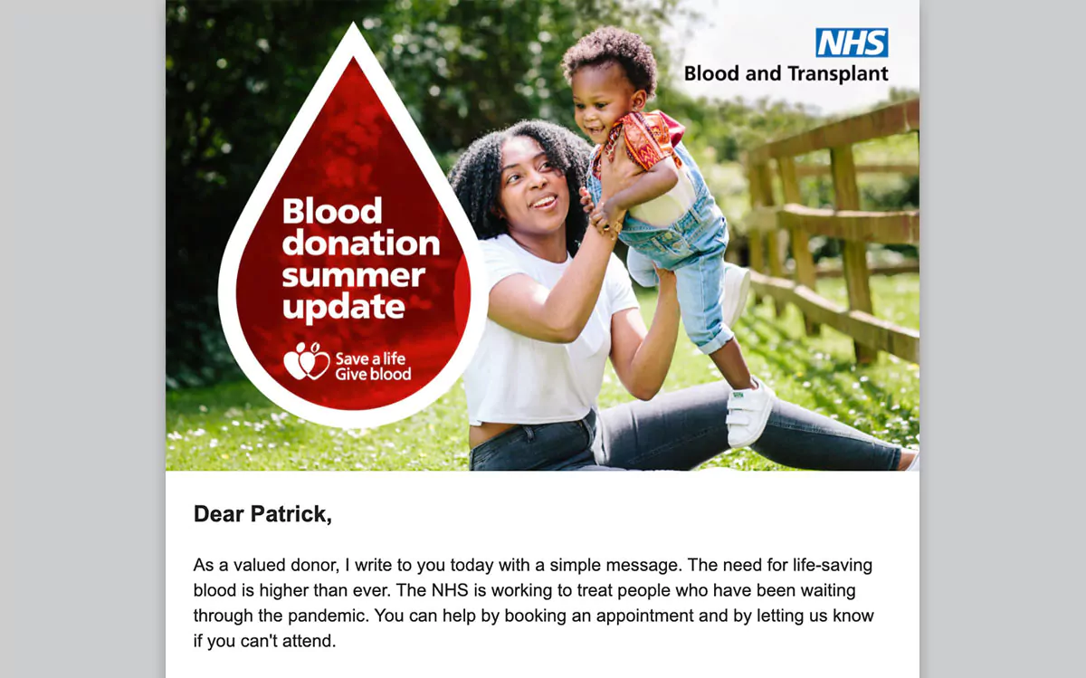 Give Blood Email