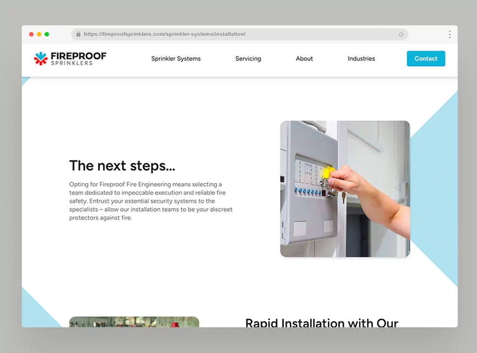 Website mocked up in a desktop browser